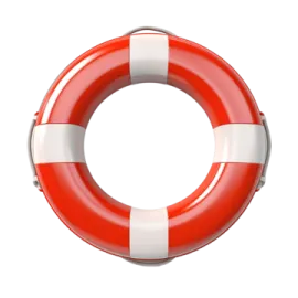 a red and white life preserver