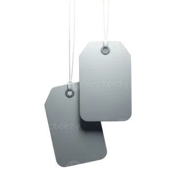 a pair of tags hanging from the ceiling