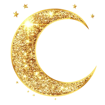 a gold crescent with stars on it