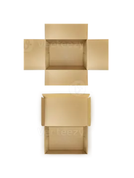 three empty cardboard boxes on a white background