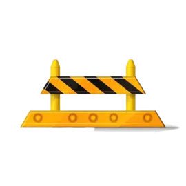 a yellow barrier with black and yellow stripes