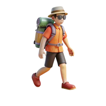 a man with a backpack walking through the desert