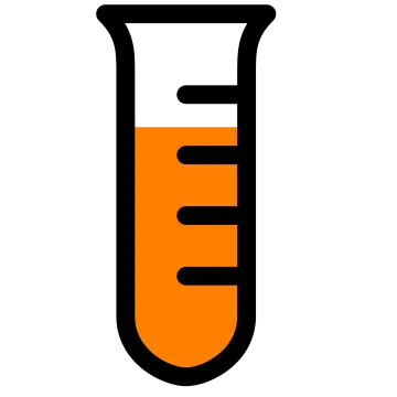 a test tube filled with orange liquid