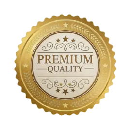 a gold seal with the word premium quality