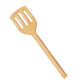 a wooden spat on a white background