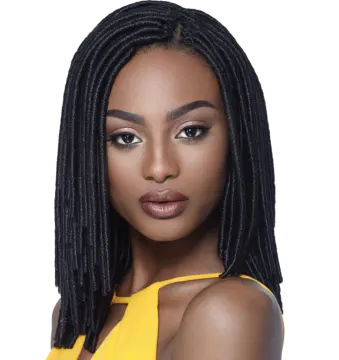 a woman with long black hair wearing a yellow top