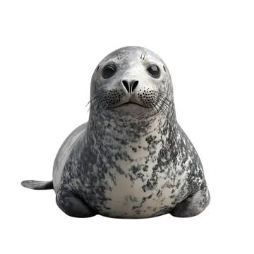 a grey seal on a white background