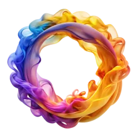 a circle of colored smoke