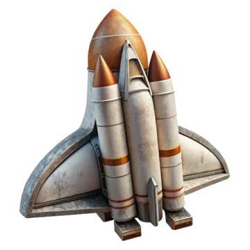 a model of a rocket with two missiles