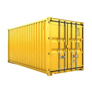 a yellow shipping container on a white background