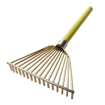a metal rake on a white background