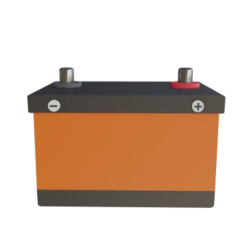 an orange and black battery on a white background
