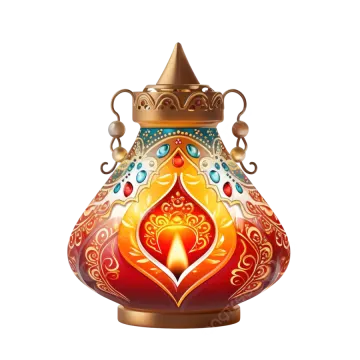 a red and gold vase with an ornate design