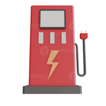 a red gas pump on a white background