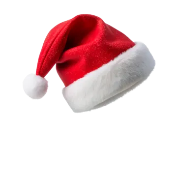 a red and white santa hat on a white background