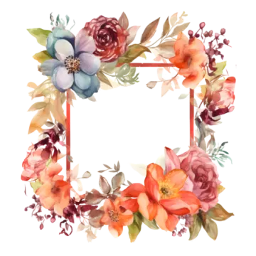 a watercolor floral frame on a white background