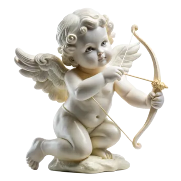 a statue of an angel holding a bow