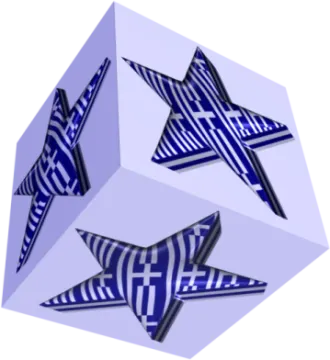 three blue stars on a white background