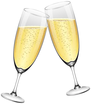 two glasses of champagne on a white background