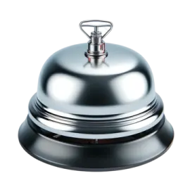 a silver bell on a white background