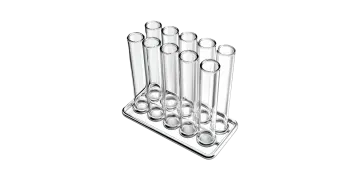 a set of three glass tubes on a white background