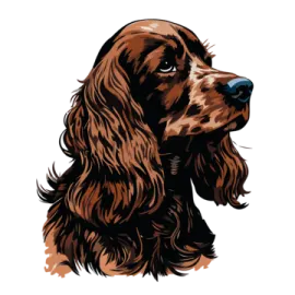 a brown and black dog with long hair