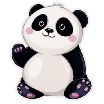 a cartoon panda bear sitting on the ground
