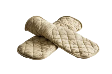 a pair of oven mits on a white background