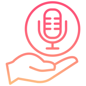 a person holding a microphone in their hand