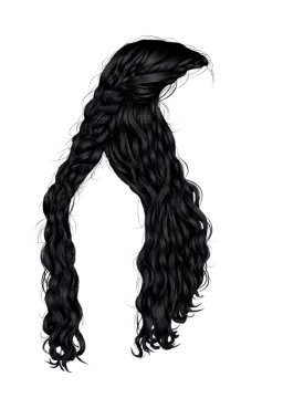 a drawing of a woman with long black hair