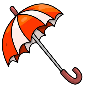 an orange and white umbrella