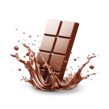 a chocolate bar splashing into the ground