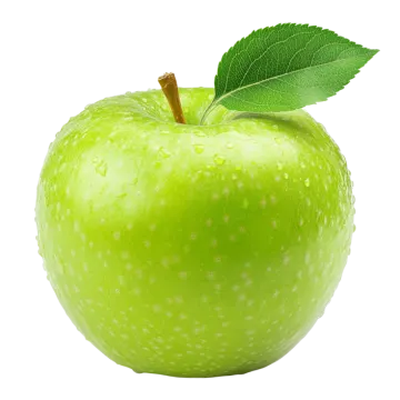 green apple with leaf