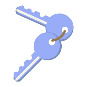 a blue key on a white background