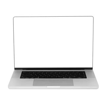 an open laptop computer with a white screen