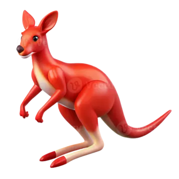 a red kangaroo running with its mouth open