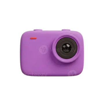 a purple camera on a white background