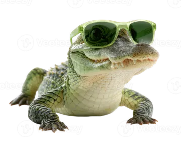 a close up of a crocodile wearing sunglasses