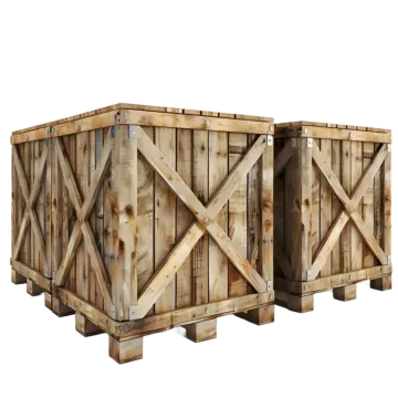 a pair of wooden crates