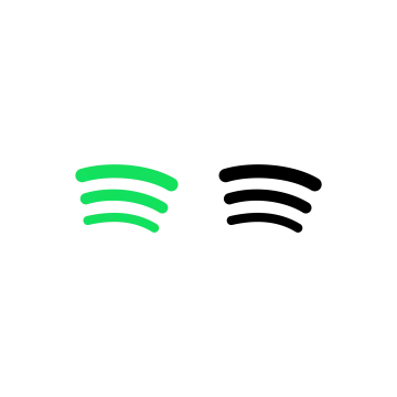 a white background with two black and green symbols