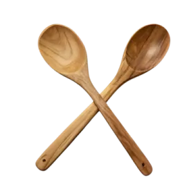 two wooden spoons on a white background
