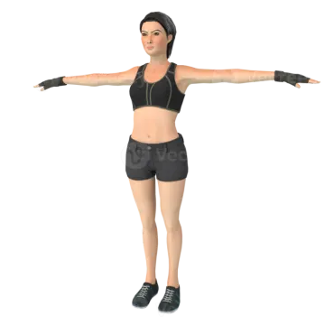 a woman in a black sports bra top and shorts