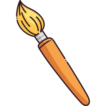 a paint brush with a yellow handle