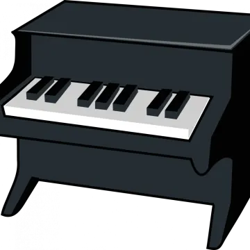 a black piano with white keys