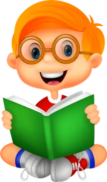 a cartoon boy reading a book