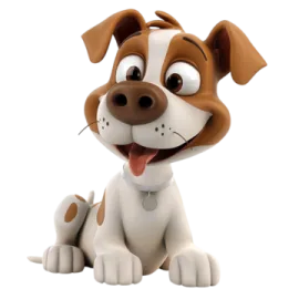 a cartoon dog sitting down with its tongue out