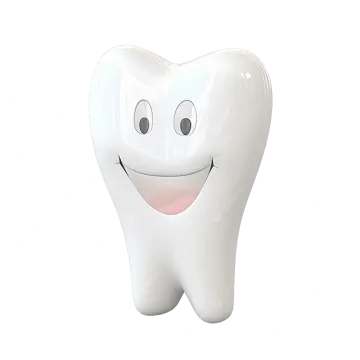 a tooth with a smile on it