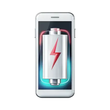 an iphone with a battery on the screen