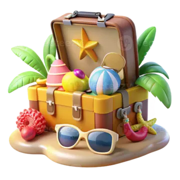an open suitcase with a beach theme