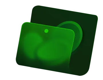 a green square icon on a white background